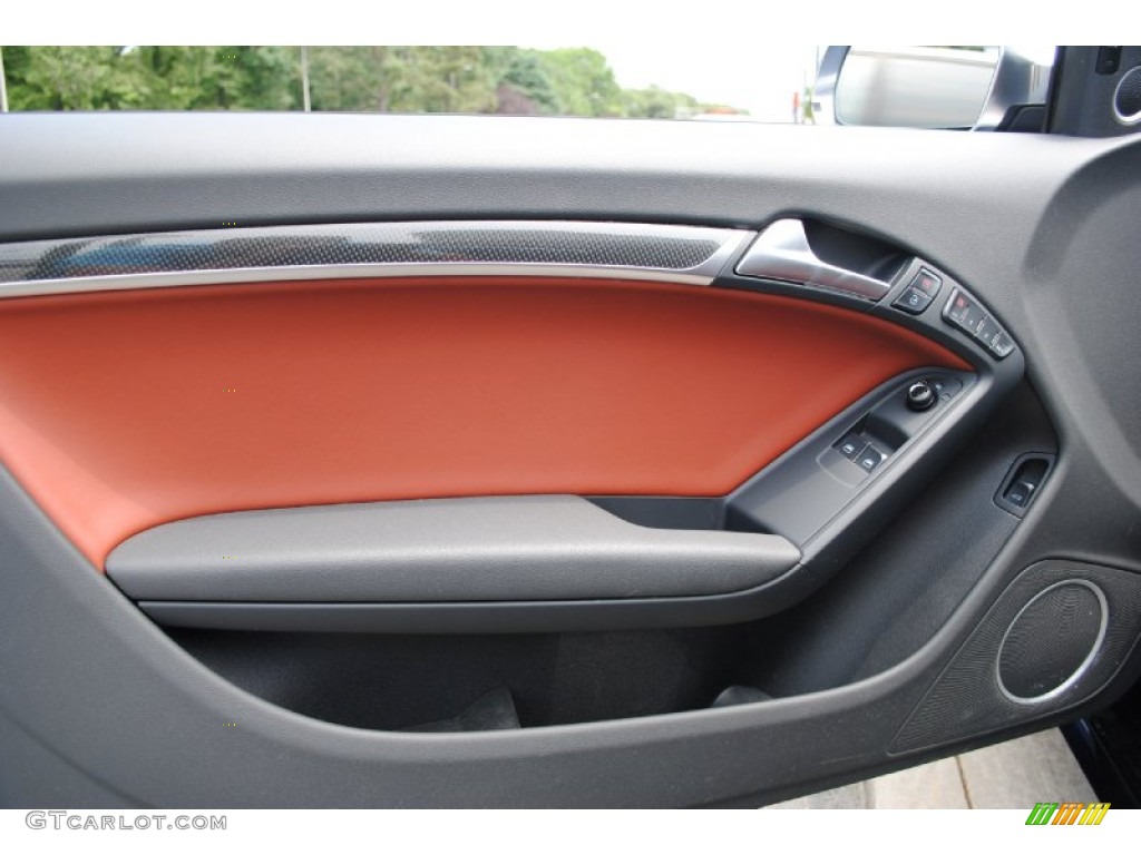 2009 Audi S5 4.2 quattro Tuscan Brown Silk Nappa Leather Door Panel Photo #66468762