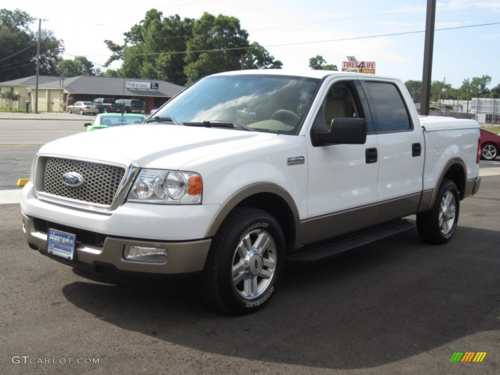 2004 F150 Lariat SuperCrew - Oxford White / Tan photo #14