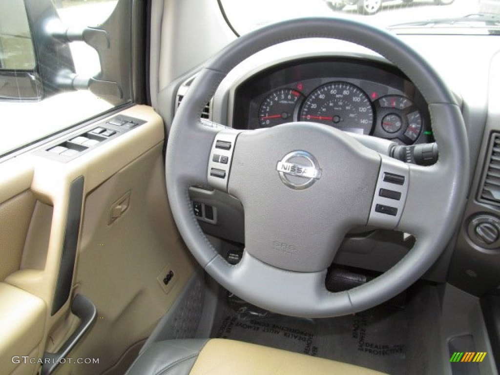 2004 Nissan Titan LE Crew Cab 4x4 Sand/Steel Steering Wheel Photo #66484206
