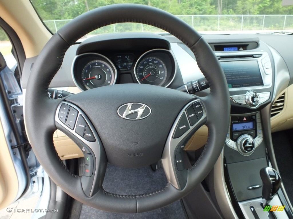 2013 Elantra Limited - Blue Sky Metallic / Beige photo #14