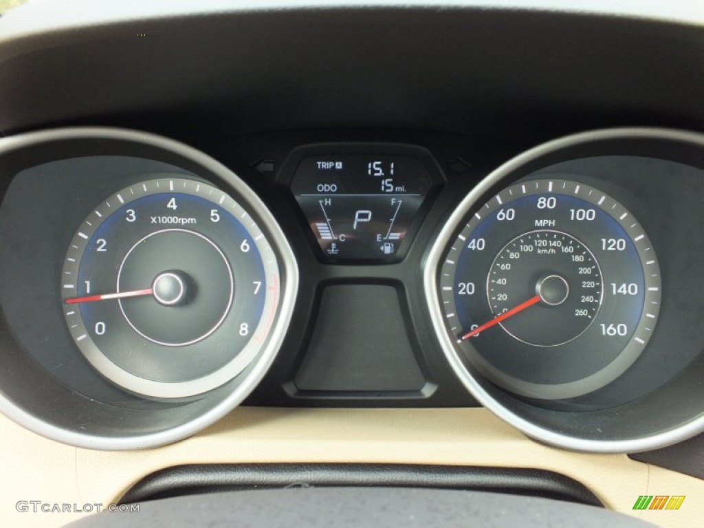 2013 Elantra Limited - Blue Sky Metallic / Beige photo #15