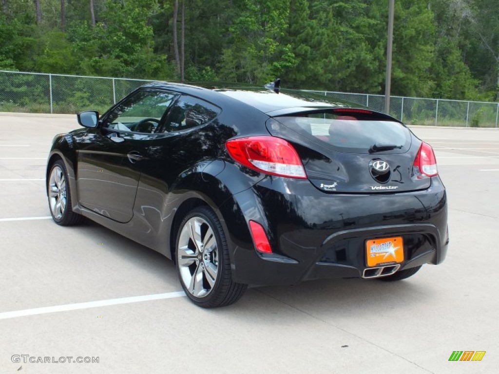 2012 Veloster  - Ultra Black / Black/Red photo #7