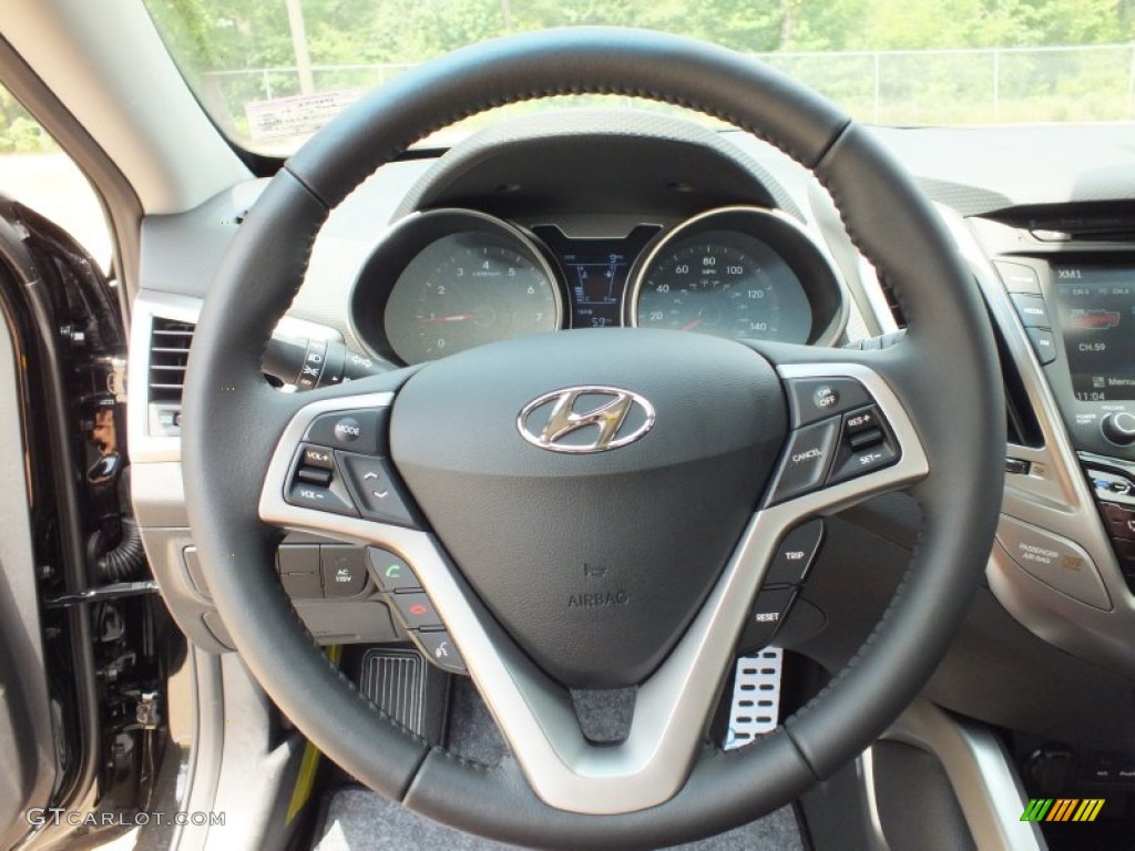 2012 Veloster  - Ultra Black / Black/Red photo #14