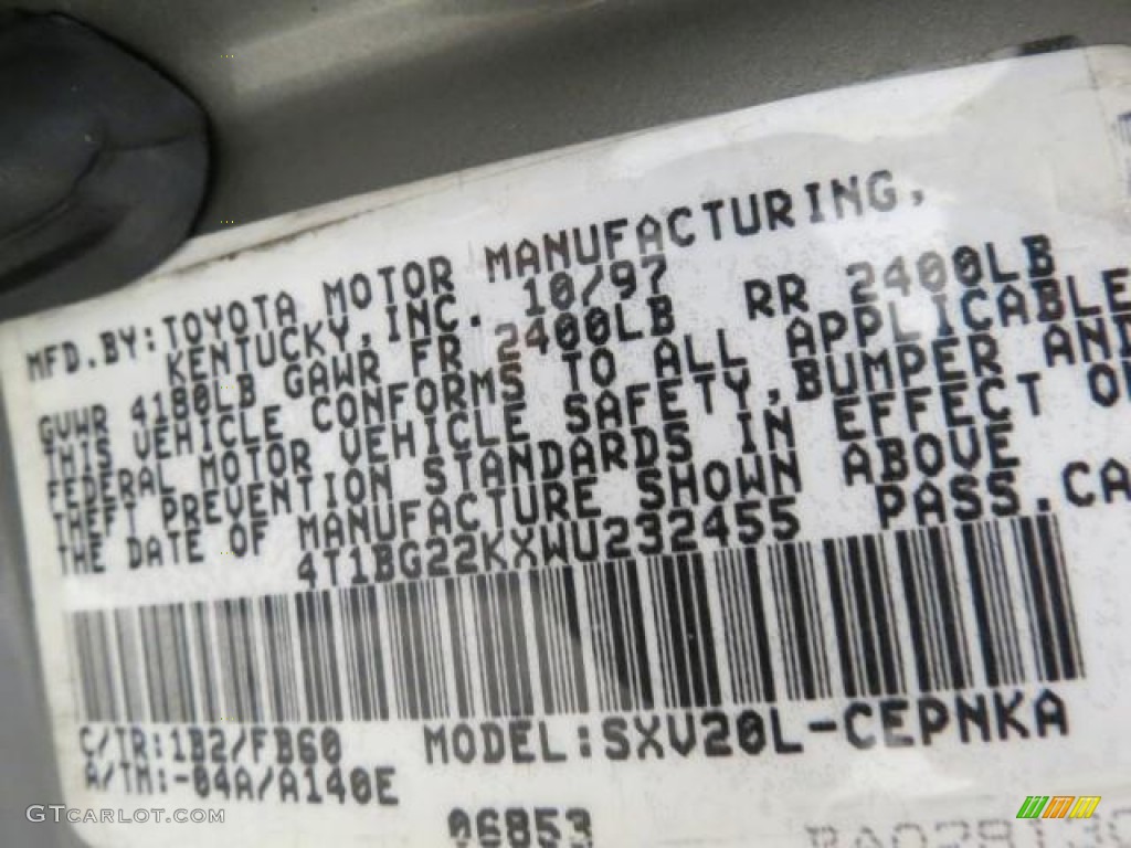 1998 Camry Color Code 1B2 for Antique Sage Pearl Photo #66493206