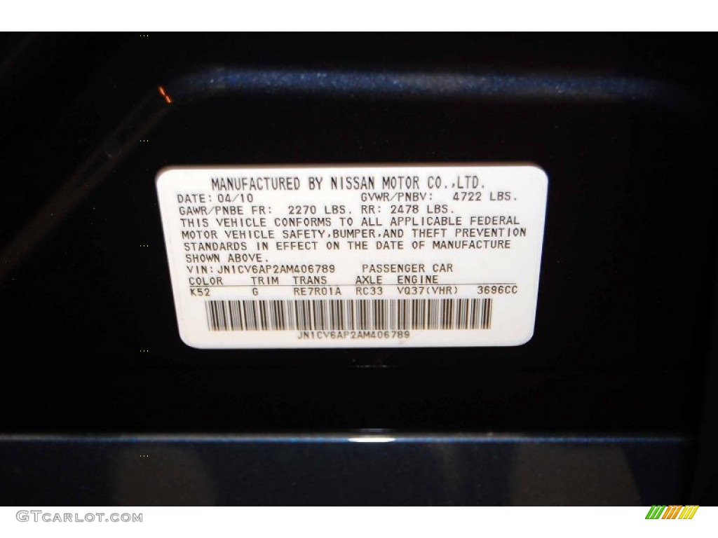 2010 G Color Code K52 for Blue Slate Photo #66496111