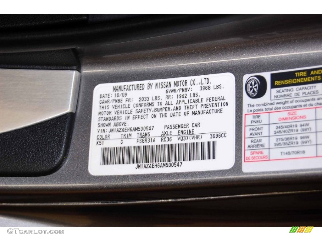 2010 370Z Color Code K51 for Platinum Graphite Photo #66496320