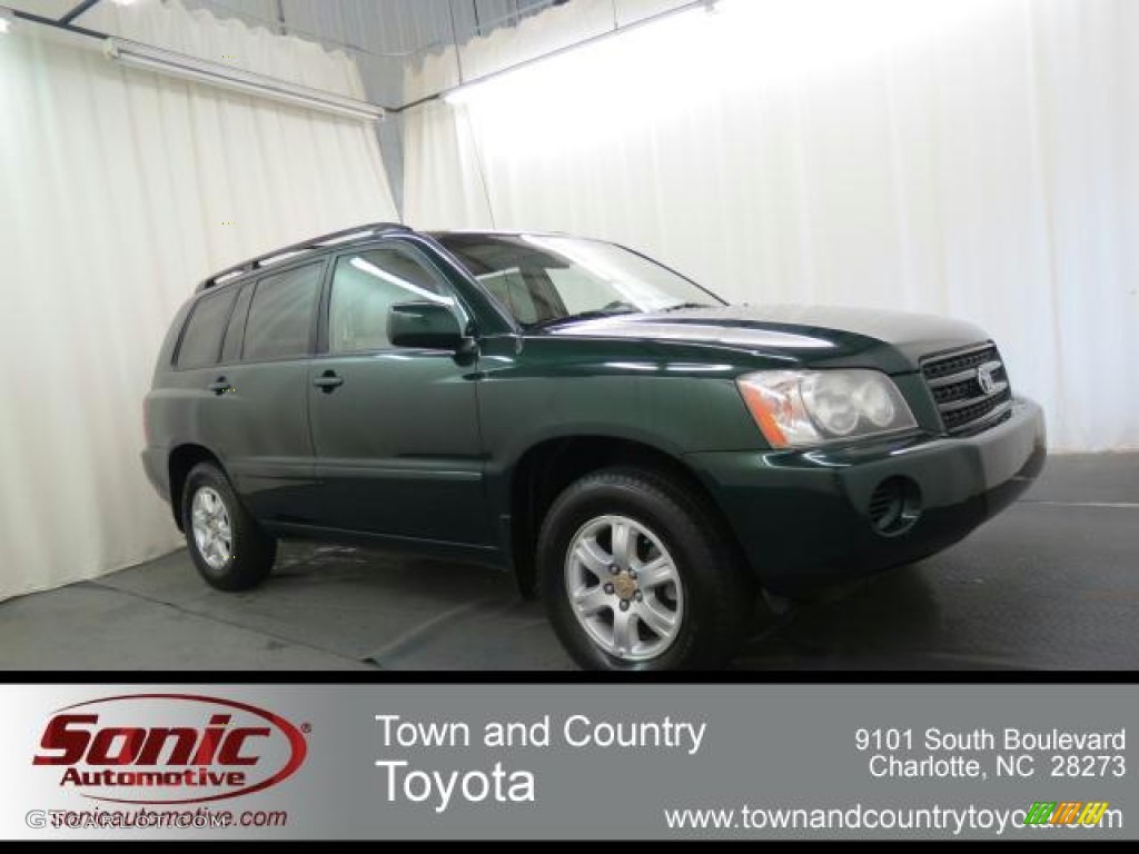 2002 Highlander V6 4WD - Electric Green Mica / Ivory photo #1