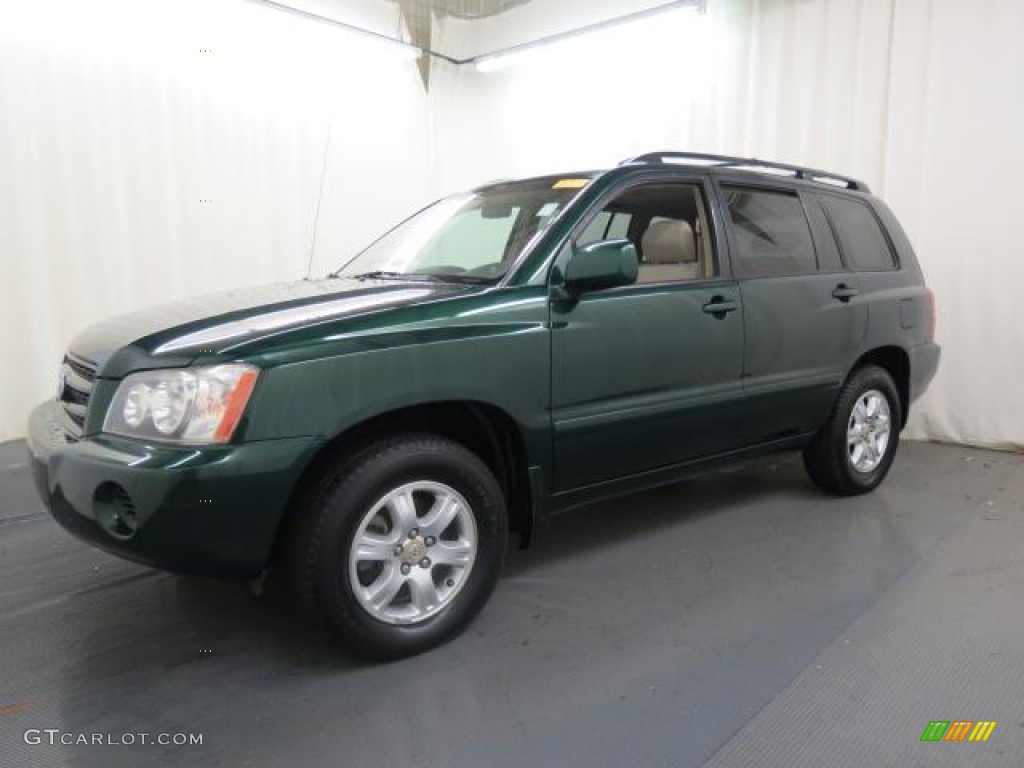2002 Highlander V6 4WD - Electric Green Mica / Ivory photo #3