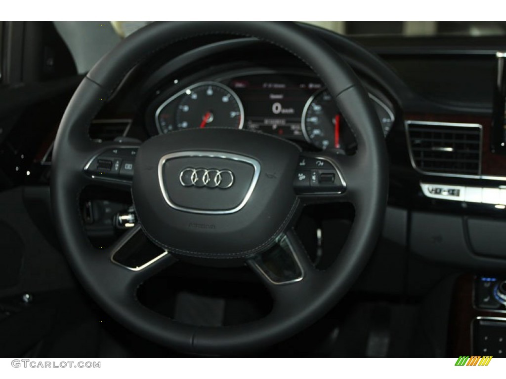 2012 Audi A8 L 4.2 quattro Black Steering Wheel Photo #66500262