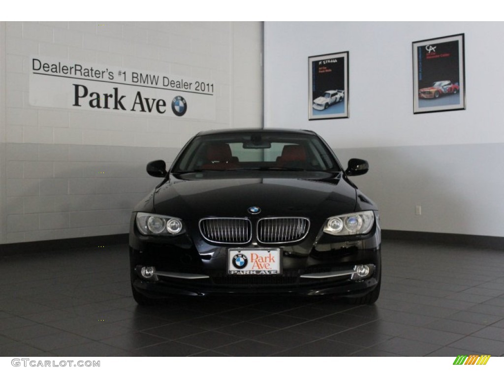 2012 3 Series 328i xDrive Coupe - Jet Black / Coral Red/Black photo #1