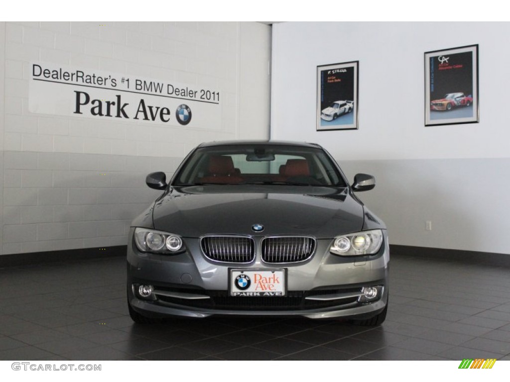 2012 3 Series 328i xDrive Coupe - Space Grey Metallic / Coral Red/Black photo #1