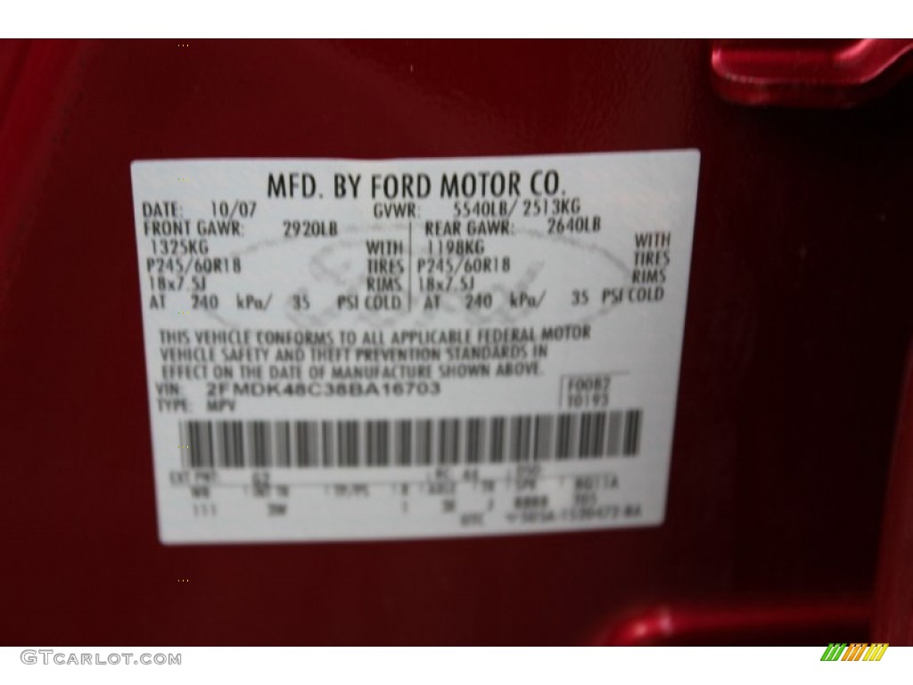 2008 Edge Color Code G2 for Redfire Metallic Photo #66514140