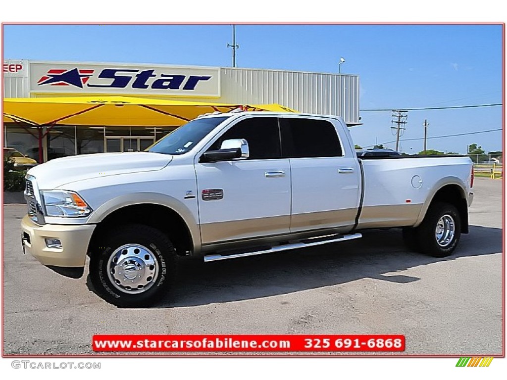 2011 Ram 3500 HD Laramie Longhorn Crew Cab 4x4 Dually - Bright White / Dark Slate Gray/Russet Brown photo #1