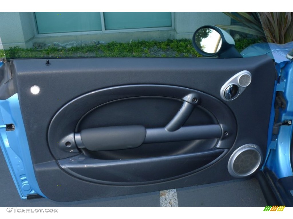 2003 Mini Cooper S Hardtop Lapis Blue/Panther Black Door Panel Photo #66516930