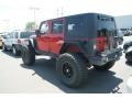 2008 Flame Red Jeep Wrangler Unlimited Rubicon 4x4  photo #3