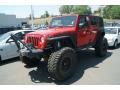 2008 Flame Red Jeep Wrangler Unlimited Rubicon 4x4  photo #4