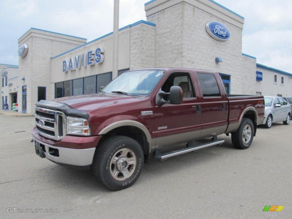 2005 F250 Super Duty Lariat FX4 Crew Cab 4x4 - Dark Toreador Red Metallic / Tan photo #1