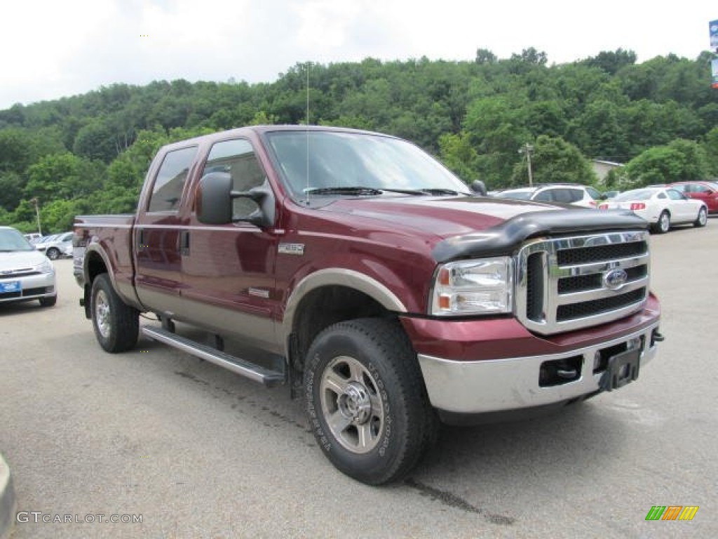 Dark Toreador Red Metallic 2005 Ford F250 Super Duty Lariat FX4 Crew Cab 4x4 Exterior Photo #66535452