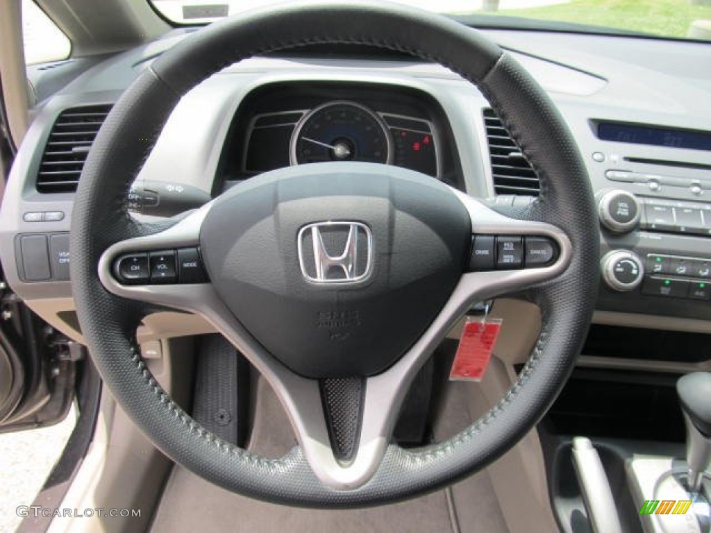 2009 Honda Civic EX-L Sedan Beige Steering Wheel Photo #66539346