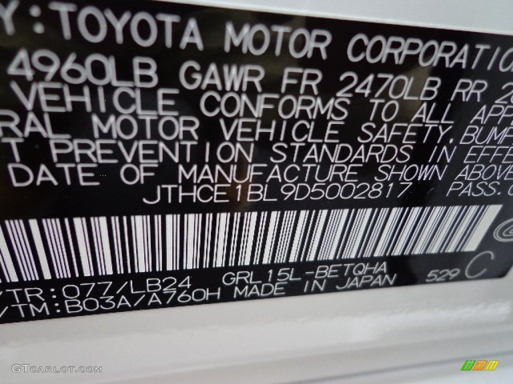 2013 GS Color Code 077 for Starfire White Pearl Photo #66541851