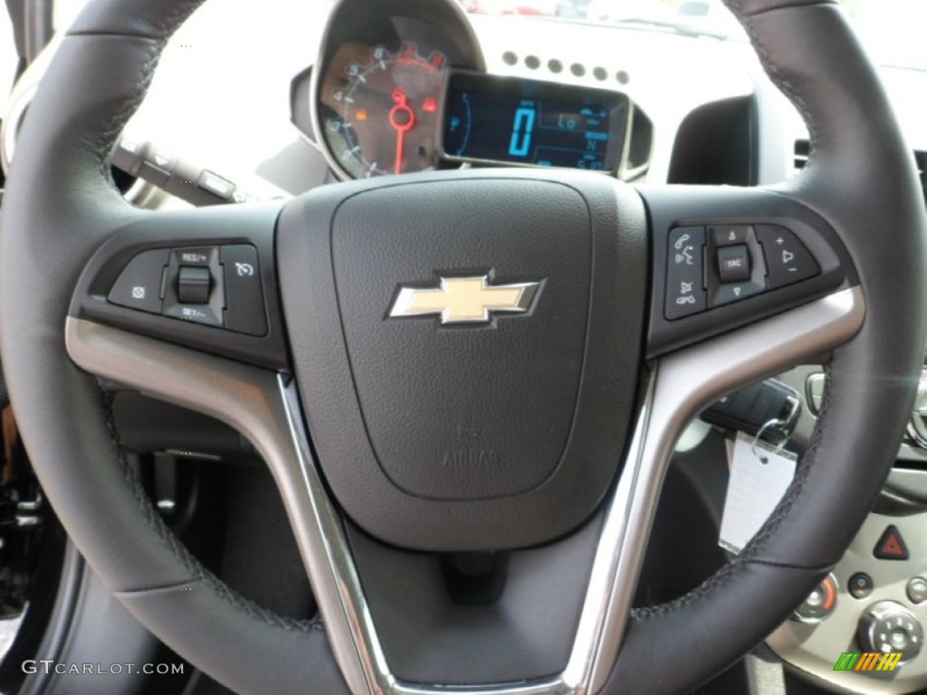 2012 Chevrolet Sonic LTZ Hatch Jet Black/Dark Titanium Steering Wheel Photo #66545229
