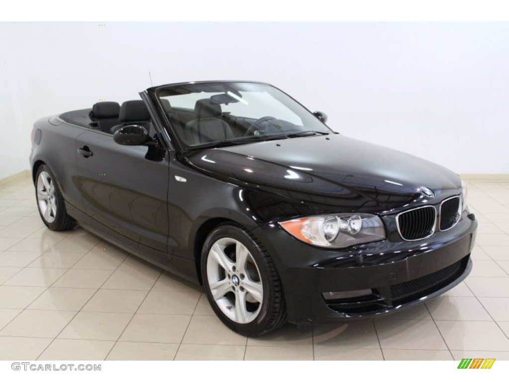 2009 1 Series 128i Convertible - Jet Black / Black Boston Leather photo #1