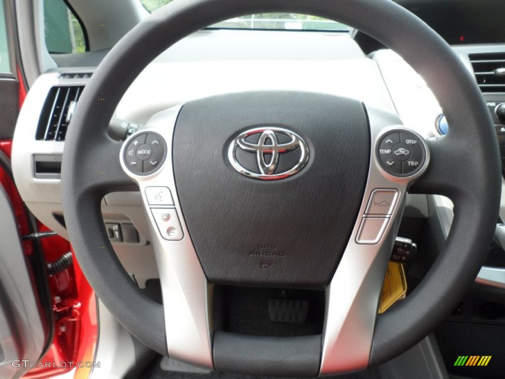 2012 Toyota Prius v Five Hybrid Dark Gray Steering Wheel Photo #66553414