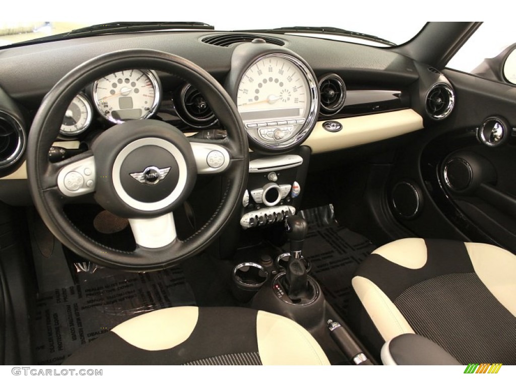 2009 Mini Cooper Convertible Ray Cream White Leather/Black Cloth Dashboard Photo #66558093