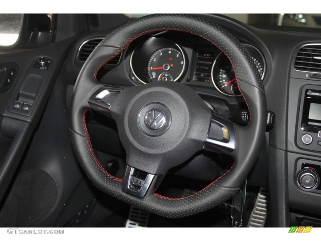 2012 Volkswagen GTI 2 Door Autobahn Edition Interlagos Plaid Cloth Steering Wheel Photo #66569385