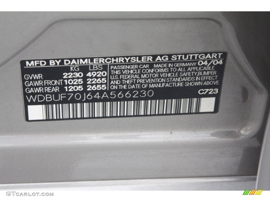 2004 E Color Code 723 for Pewter Silver Metallic Photo #66571314