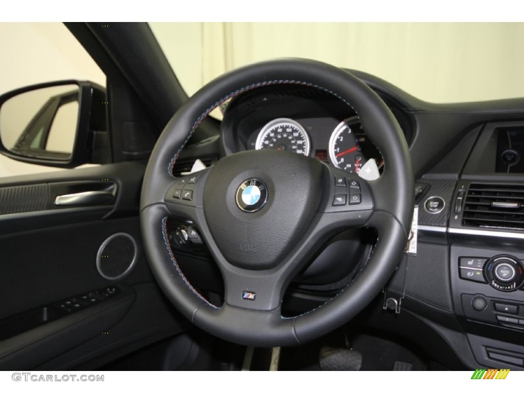 2011 BMW X6 M M xDrive Black Merino Leather Steering Wheel Photo #66571905