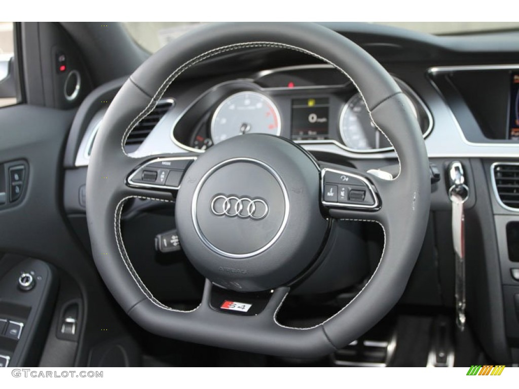 2013 Audi S4 3.0T quattro Sedan Black Steering Wheel Photo #66572659