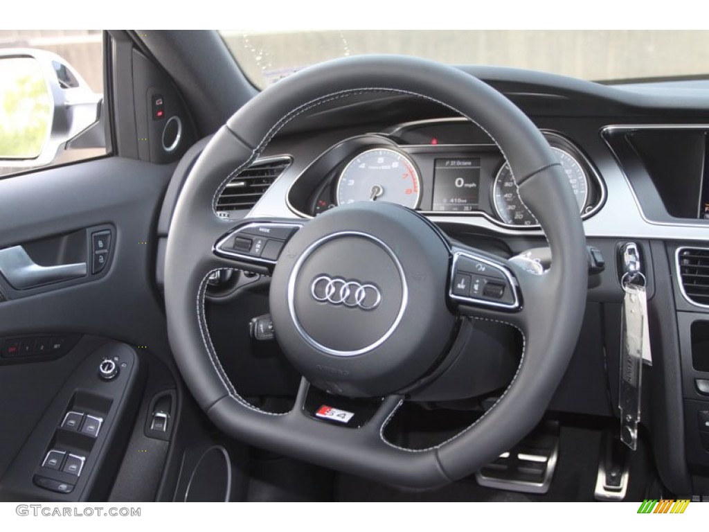 2013 Audi S4 3.0T quattro Sedan Black Steering Wheel Photo #66572892