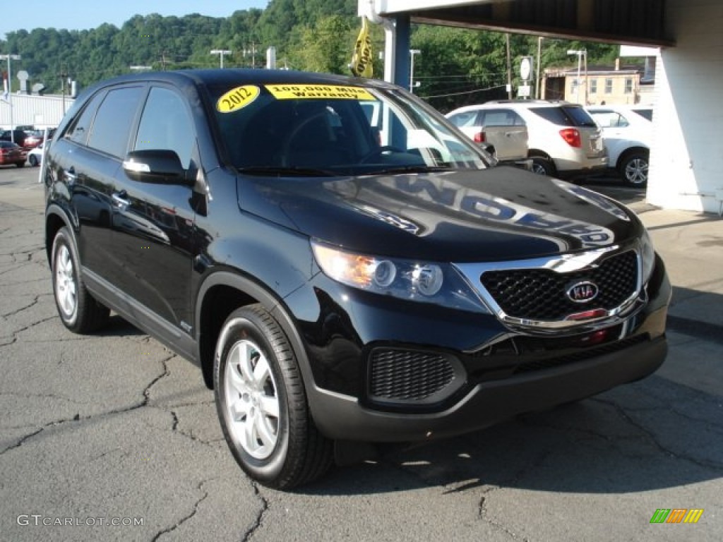 2012 Sorento LX AWD - Ebony Black / Black photo #2