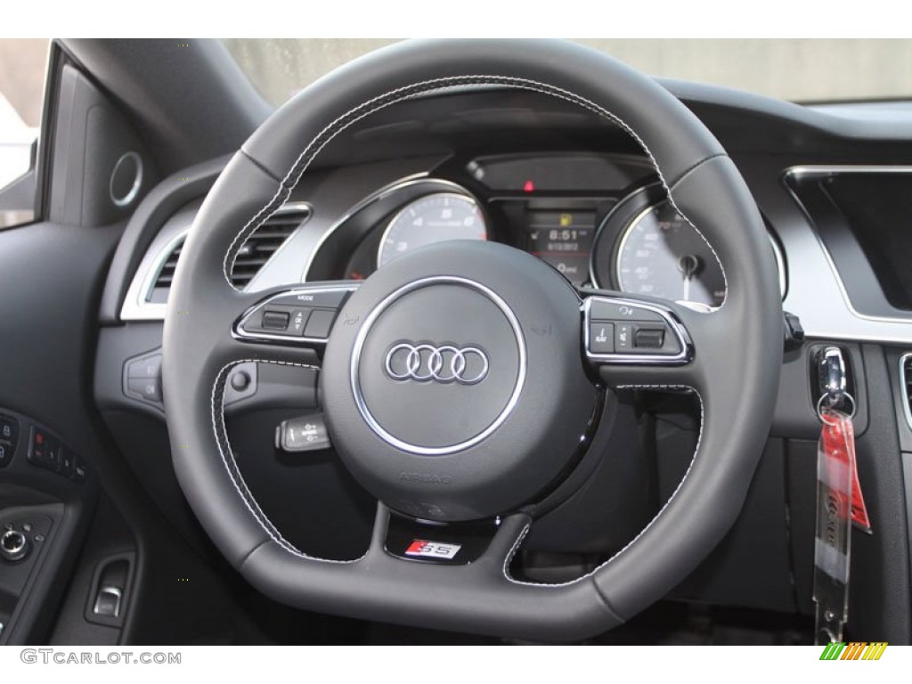 2013 Audi S5 3.0 TFSI quattro Coupe Black Steering Wheel Photo #66573663