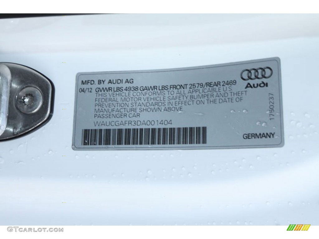 2013 Audi S5 3.0 TFSI quattro Coupe Info Tag Photo #66573774