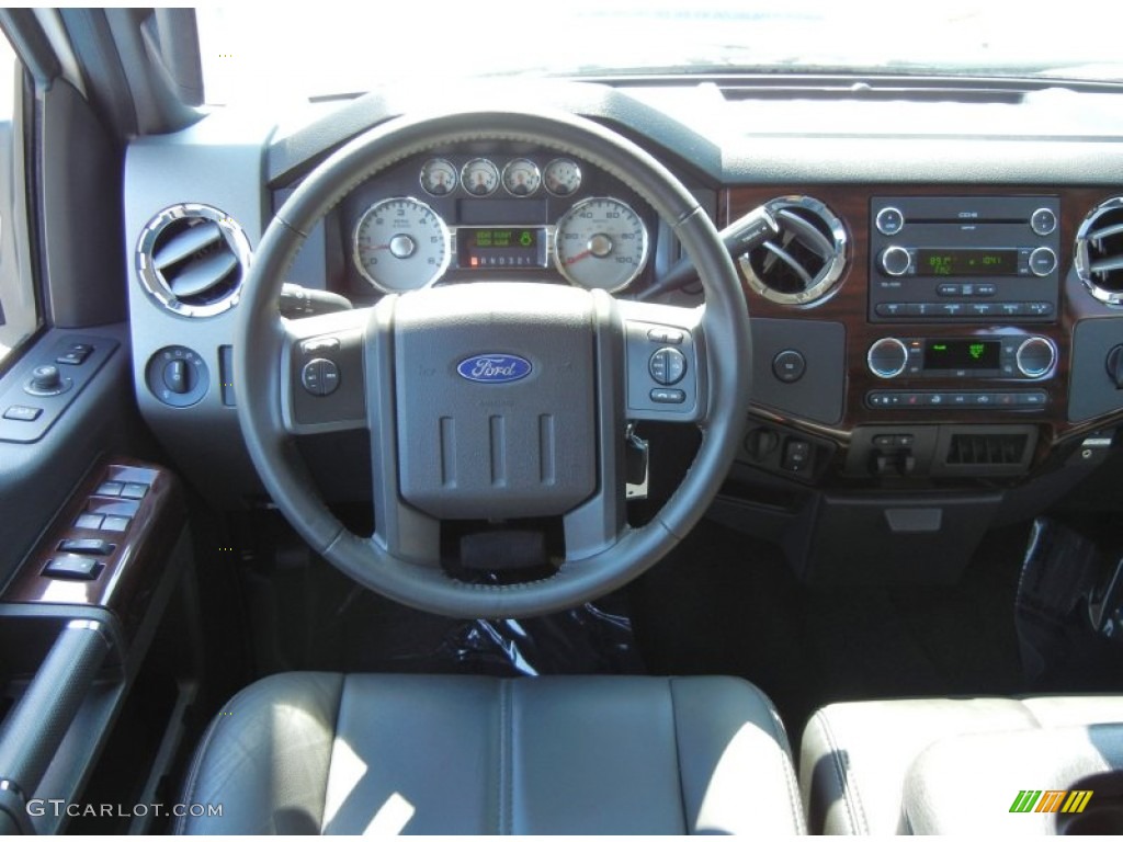 2010 Ford F250 Super Duty Lariat Crew Cab Ebony Steering Wheel Photo #66575677