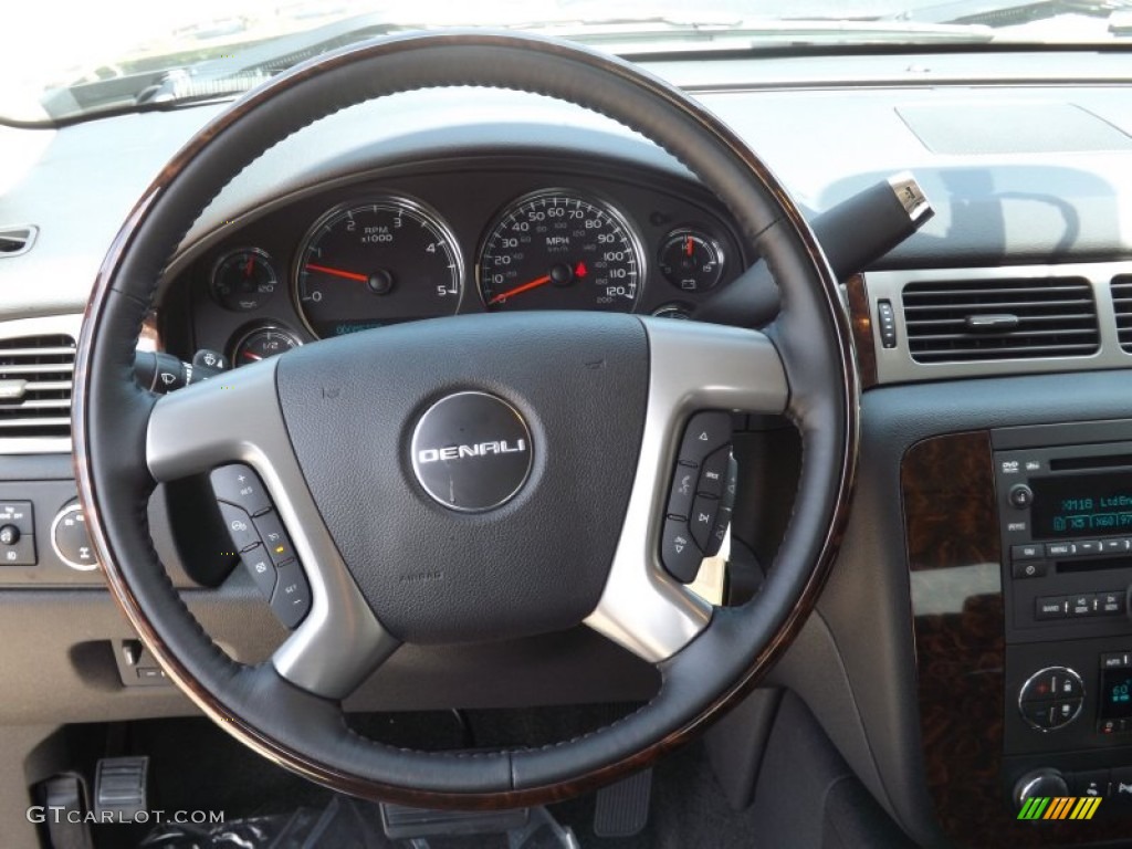 2012 GMC Sierra 2500HD Denali Crew Cab 4x4 Ebony Steering Wheel Photo #66578545