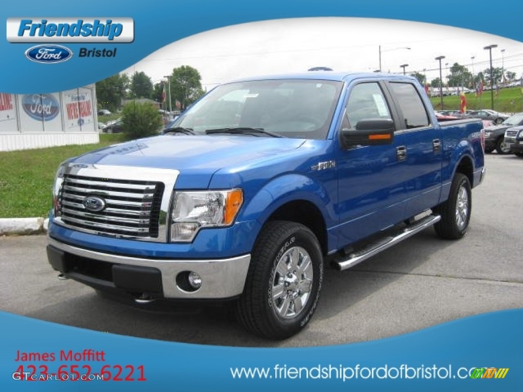 2012 F150 XLT SuperCrew 4x4 - Blue Flame Metallic / Steel Gray photo #2