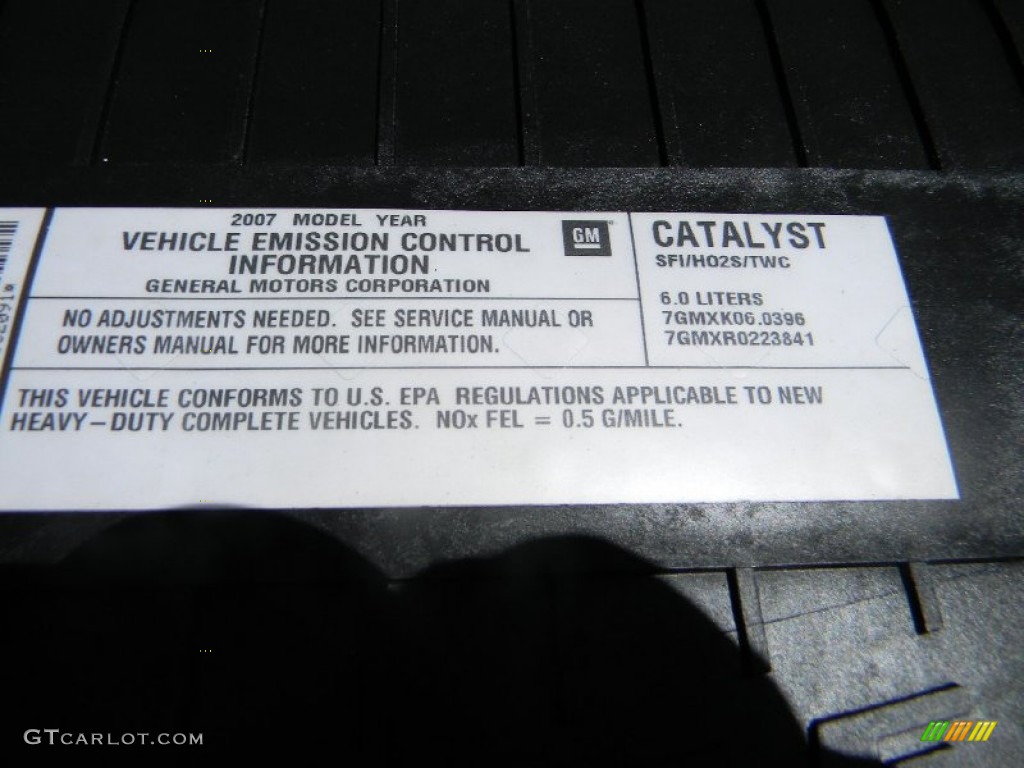 2007 Chevrolet Express 2500 Commercial Van Info Tag Photo #66579281