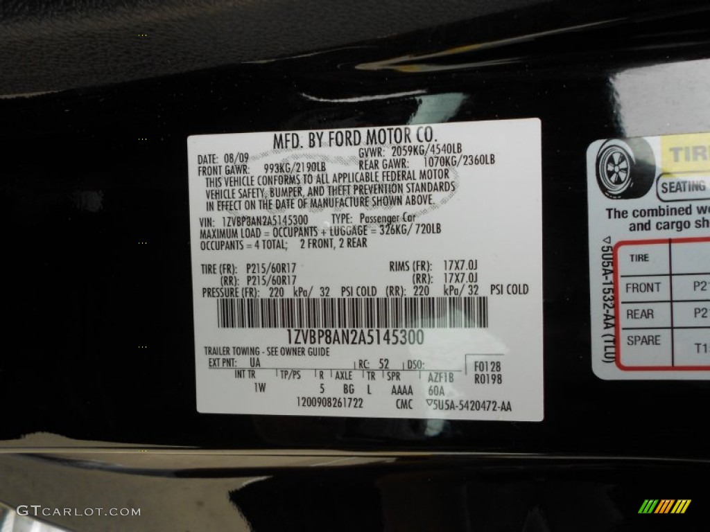 2010 Mustang Color Code UA for Black Photo #66579812