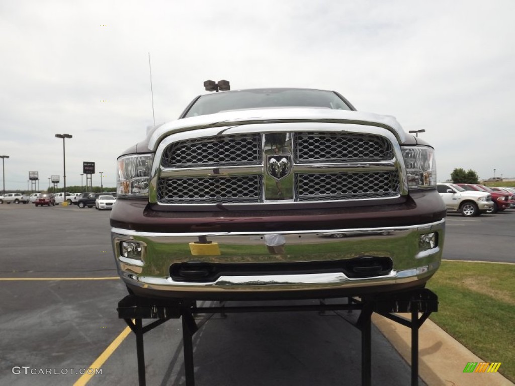 2012 Ram 1500 Laramie Longhorn Crew Cab 4x4 - Deep Molten Red Pearl / Light Pebble Beige/Bark Brown photo #2