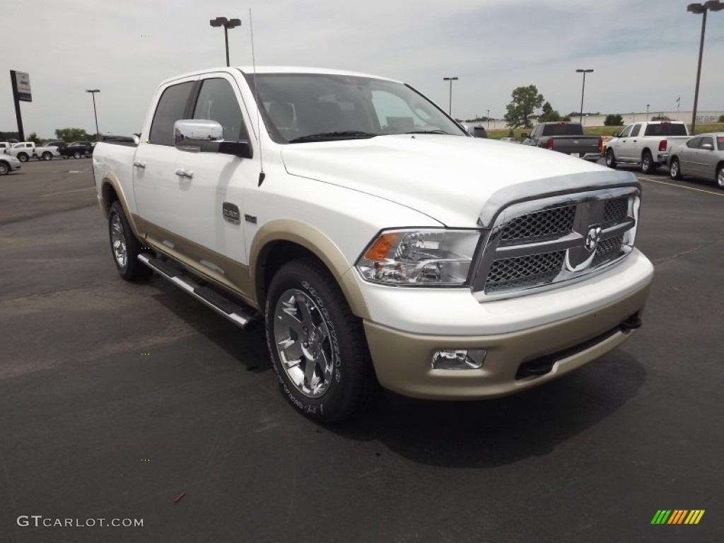 2012 Ram 1500 Laramie Longhorn Crew Cab 4x4 - Bright White / Light Pebble Beige/Bark Brown photo #3