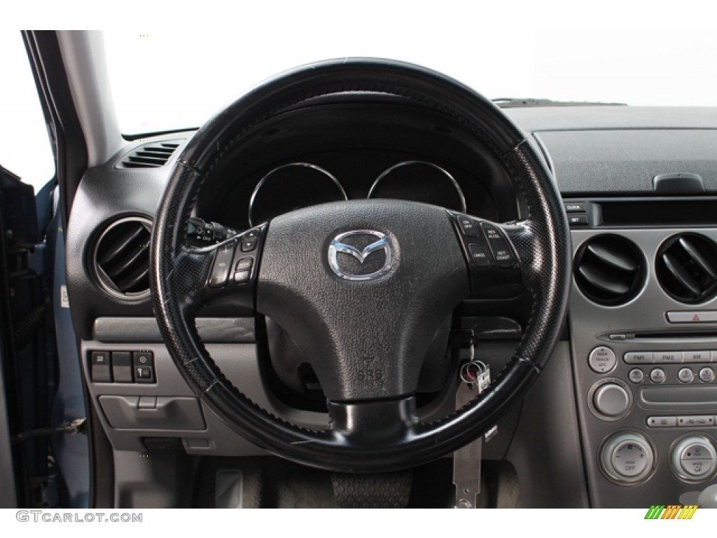 2004 Mazda MAZDA6 s Sport Wagon Gray Steering Wheel Photo #66585486