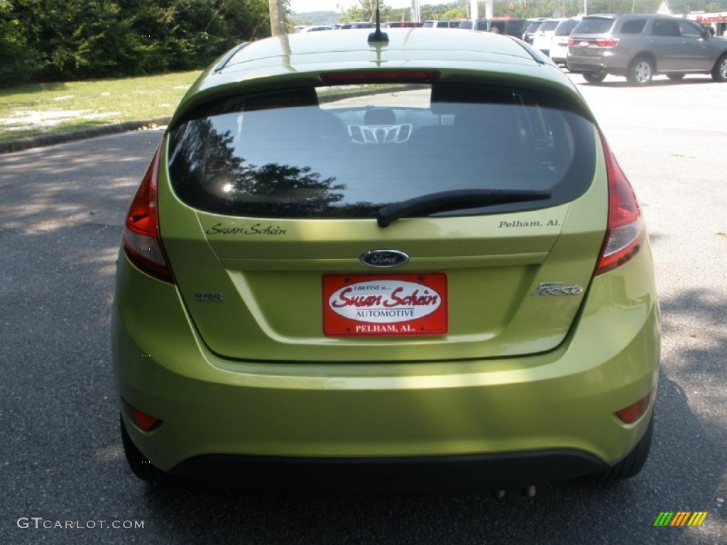2011 Fiesta SES Hatchback - Lime Squeeze Metallic / Charcoal Black/Blue Cloth photo #8
