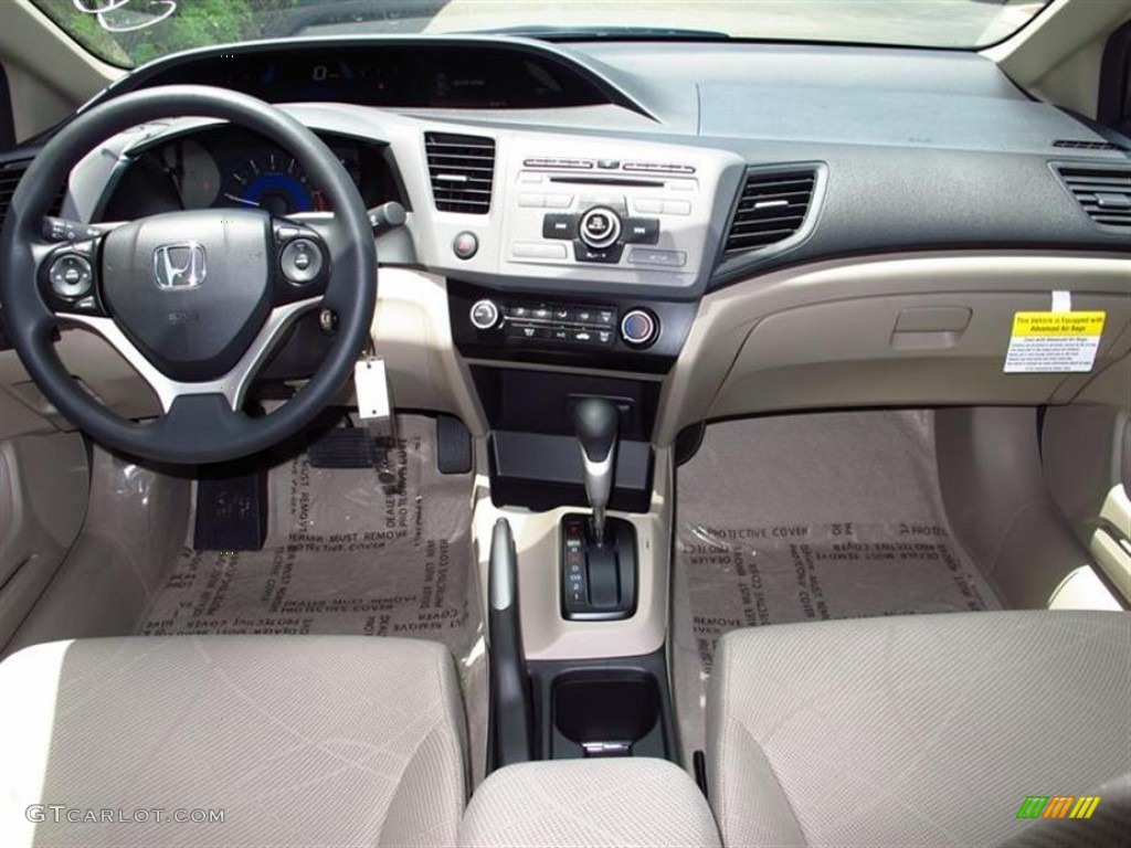 2012 Honda Civic LX Sedan Beige Dashboard Photo #66589178