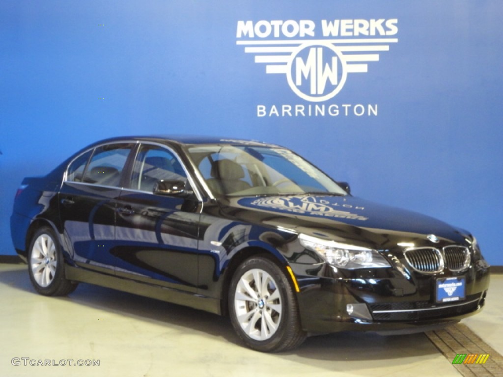 2010 5 Series 535i xDrive Sedan - Jet Black / Black Dakota Leather photo #1