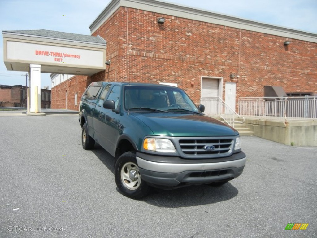 2000 F150 XL Extended Cab 4x4 - Amazon Green Metallic / Medium Graphite photo #1