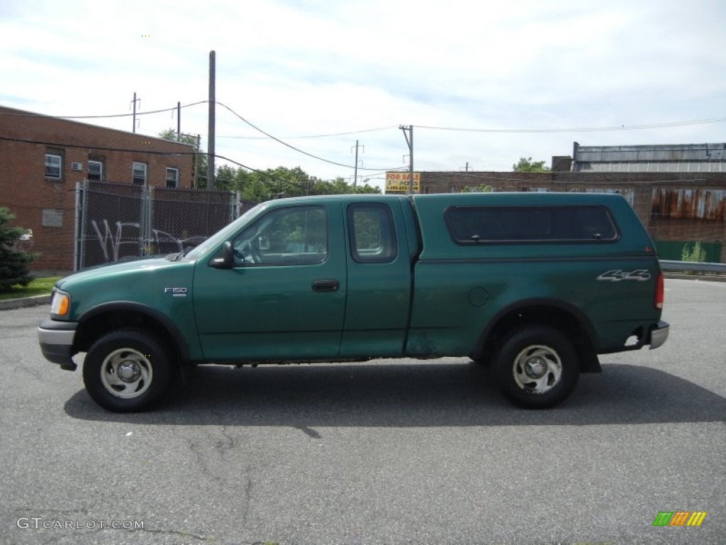 2000 F150 XL Extended Cab 4x4 - Amazon Green Metallic / Medium Graphite photo #3