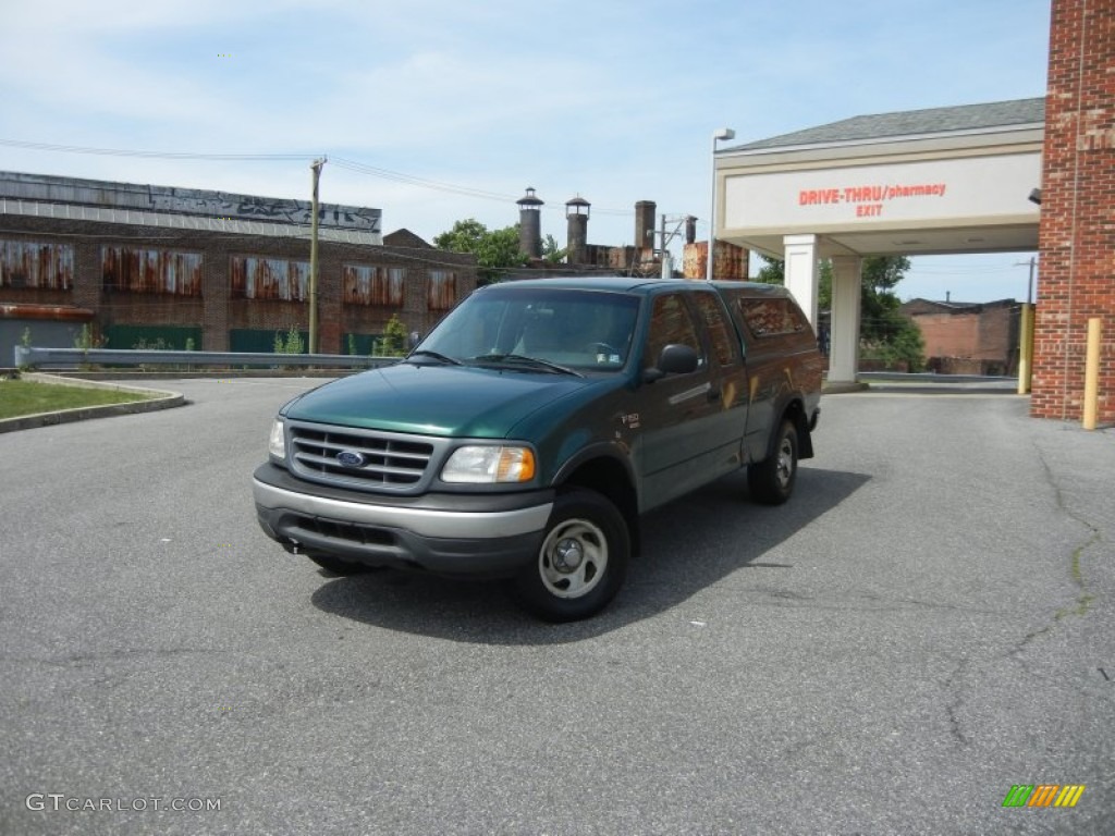 2000 F150 XL Extended Cab 4x4 - Amazon Green Metallic / Medium Graphite photo #7